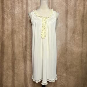Vintage 60s Baby Doll Dress Cream Ruffled Coquette Floral Lace LingeriePrincess